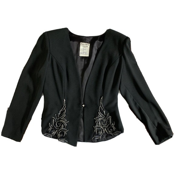 Nah Nah Collection Evening Jacket Black Beaded Rare Designer SAMPLE Blazer 8 - Picture 6 of 15